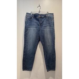 INC‎ Plus Size 16W Embroidered High Rise Skinny Leg Ankle Denim Jeans Bling Glam